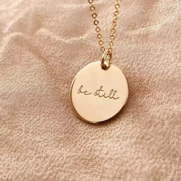 18k Gold "Be Still" Round Necklace - Picture 3 of 11